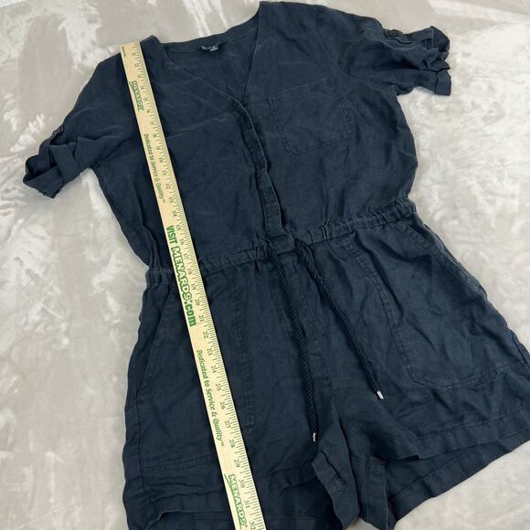 Lauren Ralph Lauren Romper Womens 10 Blue/Black Linen Utility Minimal Old Money - Picture 4 of 10